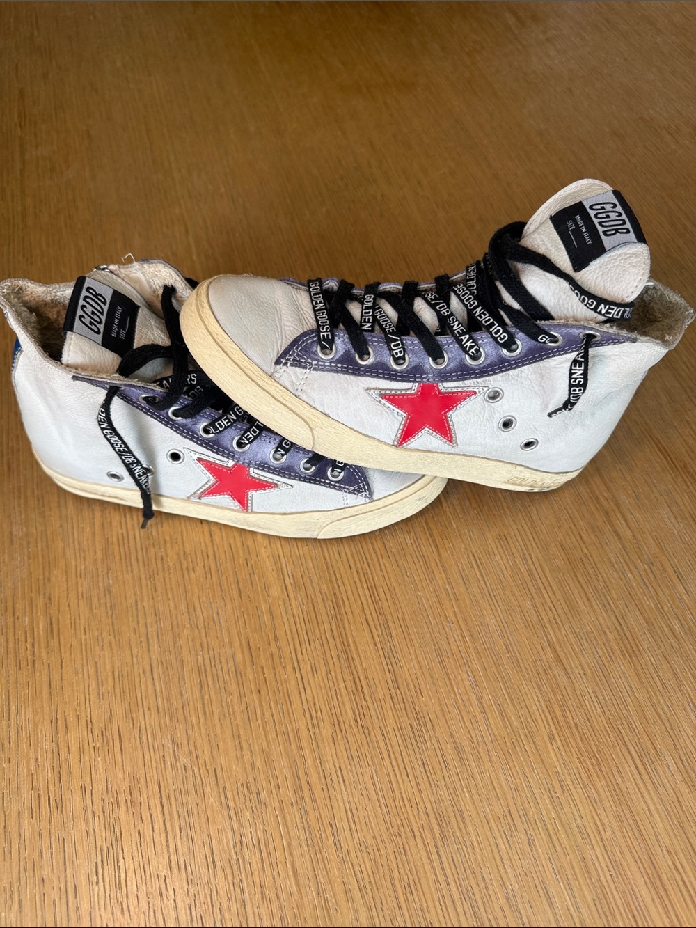 Golden Goose GGDB Francy High Top Sneakers White Red Star Size 36
